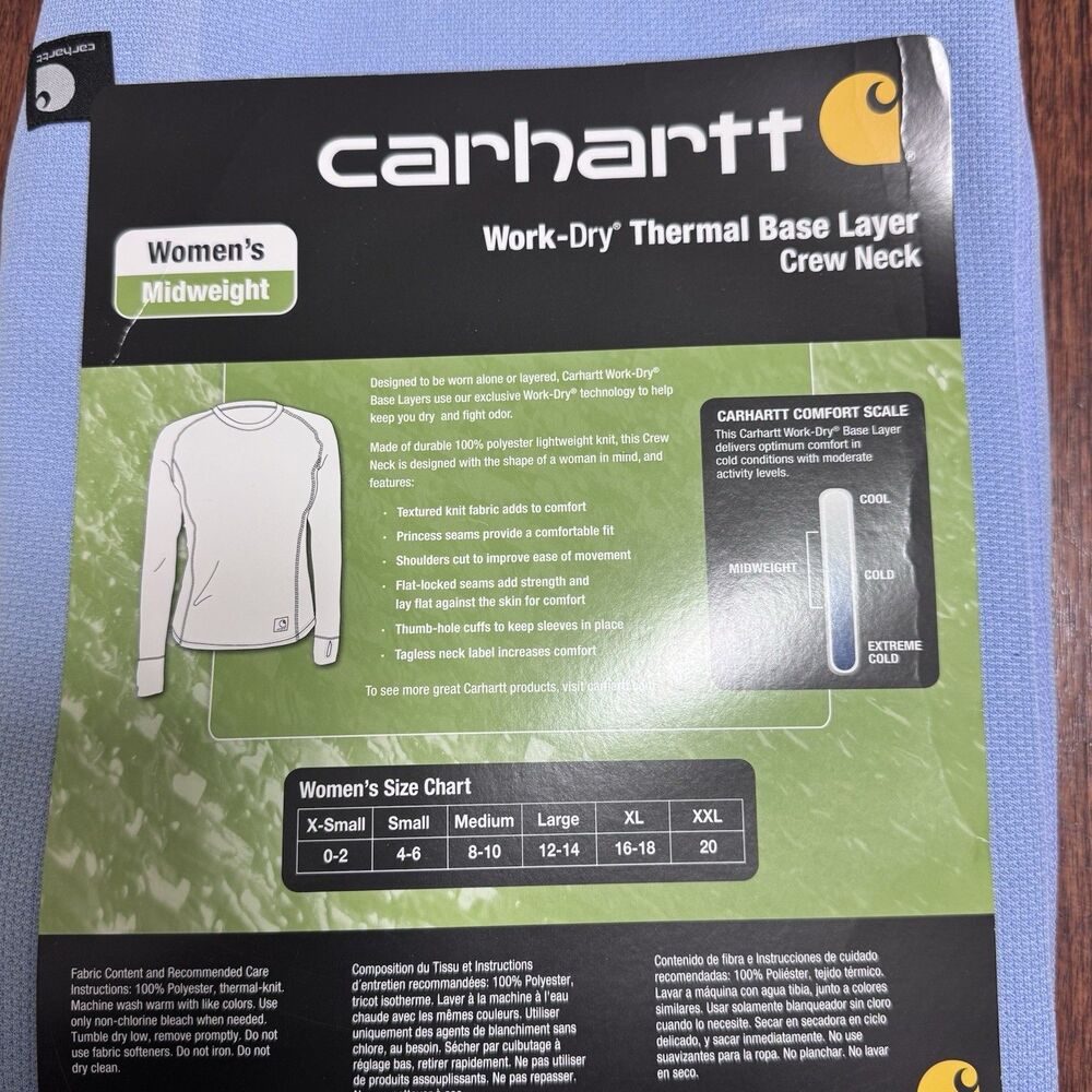 Carhartt Work-Dry Base Layer Women Crew Neck Thermal Shirt Size M 8-10 New Warm - Picture 7 of 12